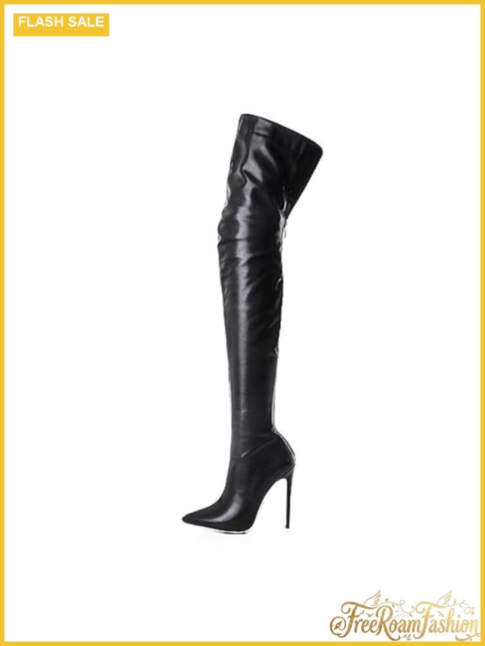 Women's Faux Leather Pointed Toe Over the Knee High Heel Boots